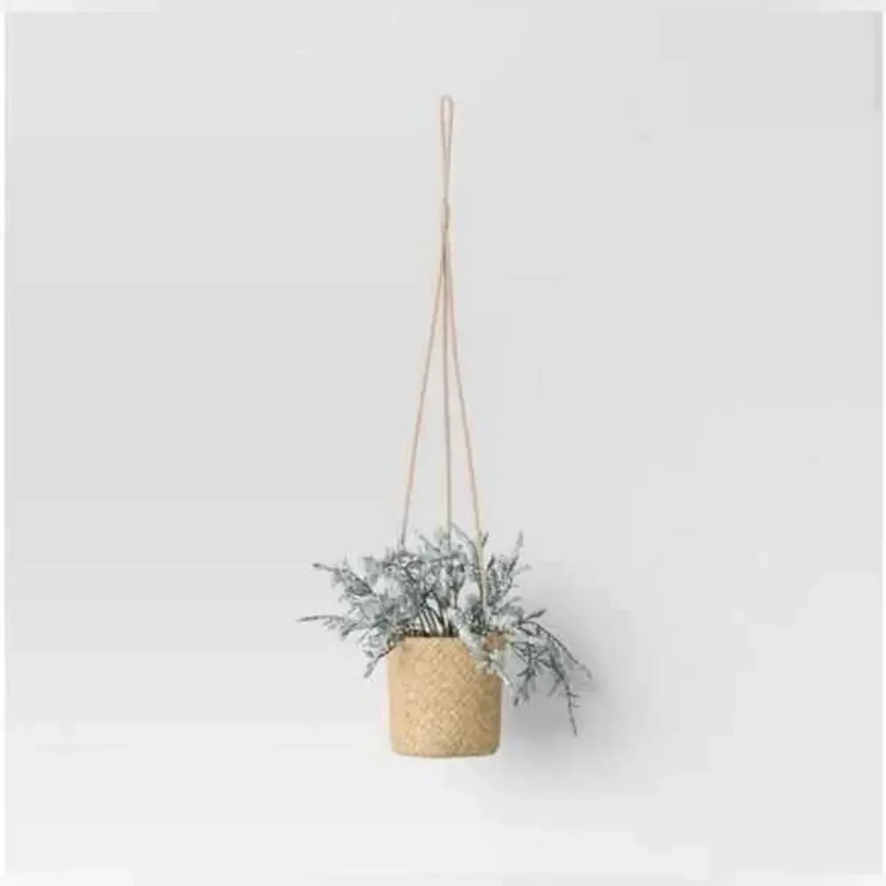 NEW Faux Hanging House Plant in woven pot, Decor Boho Rustic Farmhouse